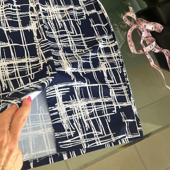 Ladies Blue White Bodycon Stretch MIDI Casual Dress Like New Zip back sz S - Picture 14 of 17